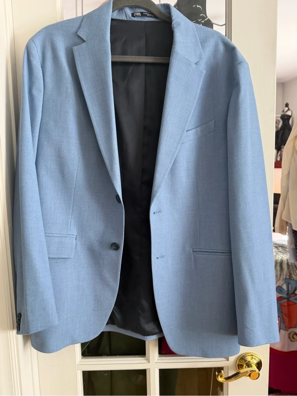 Zara Sky Blue Single-Breasted Blazer